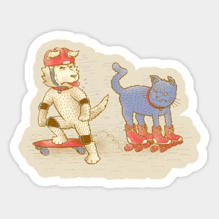 Skateboard Dogs Don't Like Roller Skate Cats Sticker